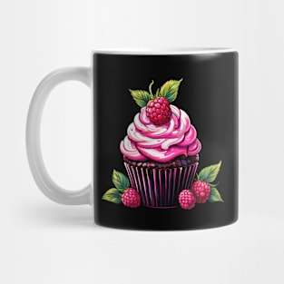 A Raspberry Cupcake Illustration Design Mug